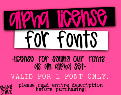 ALPHA LICENSE FOR BELLA'S FONTS