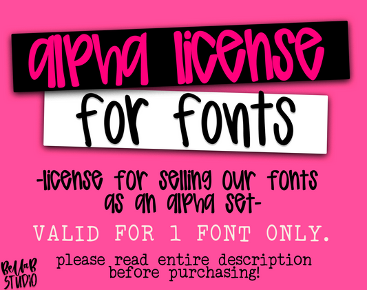 ALPHA LICENSE FOR BELLA'S FONTS
