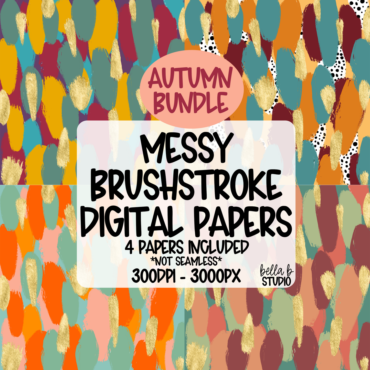 [BUNDLE] Fall Autumn Messy Brush Stroke Digital Paper PNG