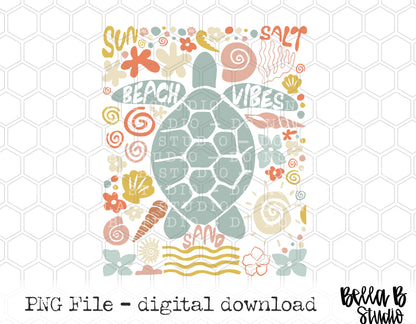 Beach Vibes Sea Turtle PNG Digital Design