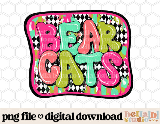 Bear Cats - Diamond Brushstrokes Mascot PNG