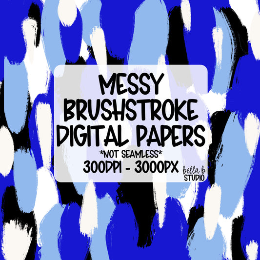 Blue Messy Brush Stroke Digital Paper PNG