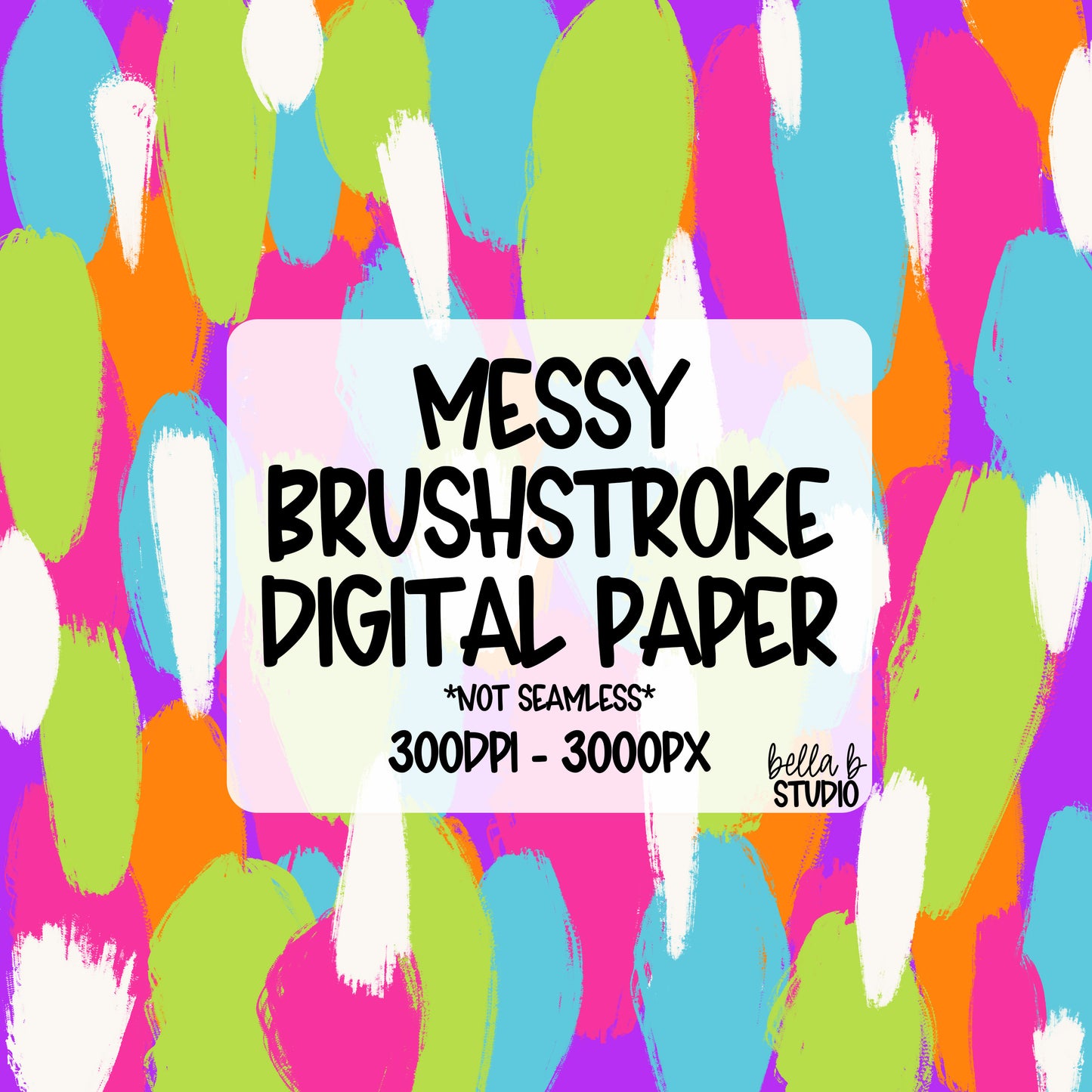 Bright Messy Brush Stroke Digital Paper PNG