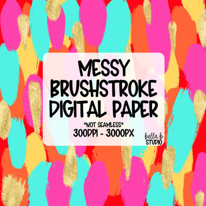 [BUNDLE] Bright Messy Brush Stroke Digital Paper PNG