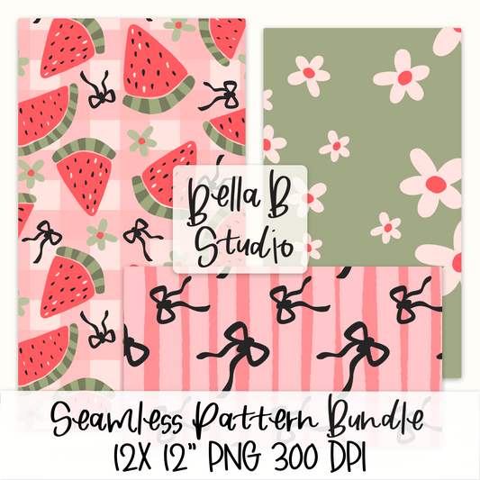 Whimsical Watermelon Seamless Digital Paper Bundle - PNG File