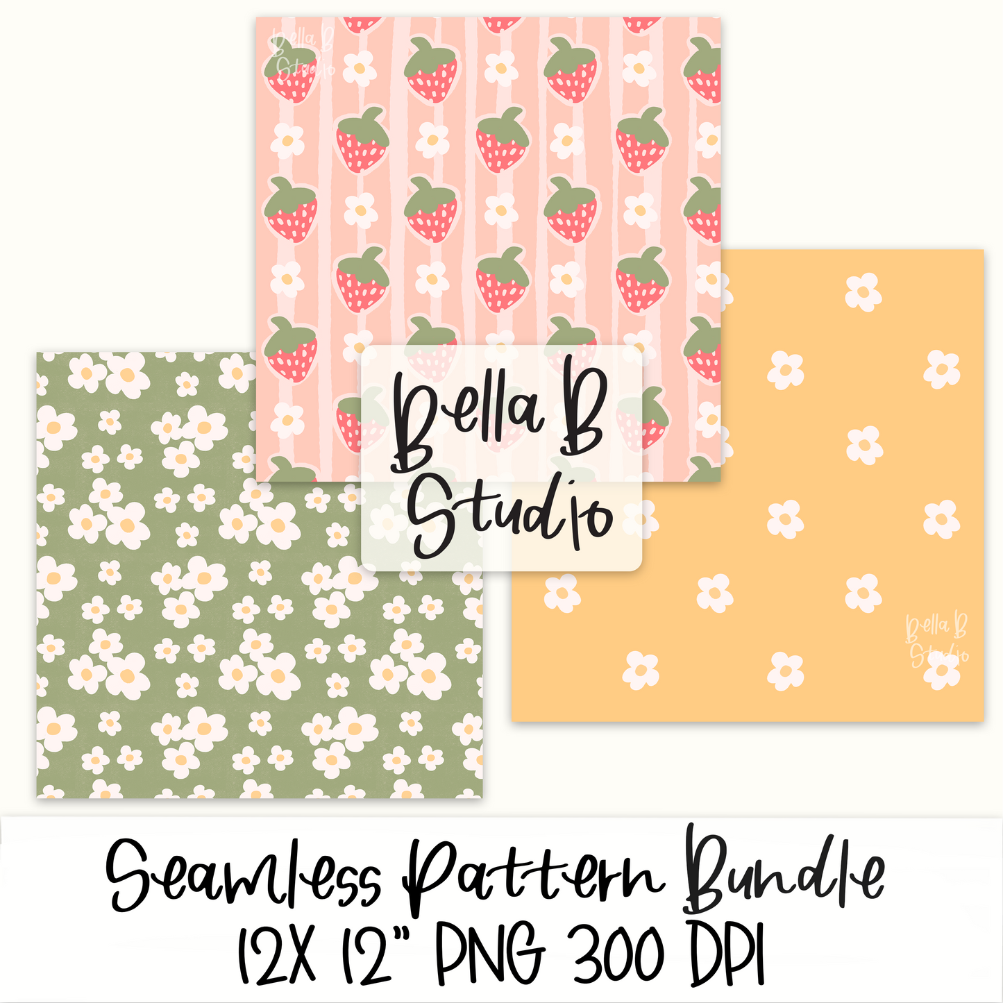Whimsical Strawberry Seamless Digital Paper Bundle - PNG File