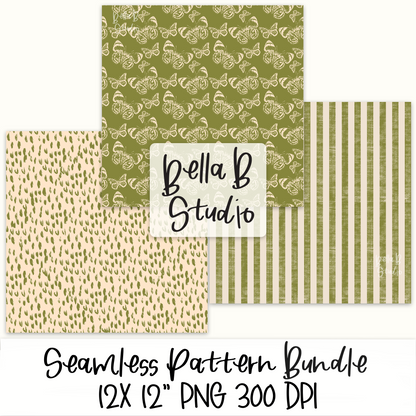 Green Distressed Butterfly Seamless Digital Paper BUNDLE - PNG File