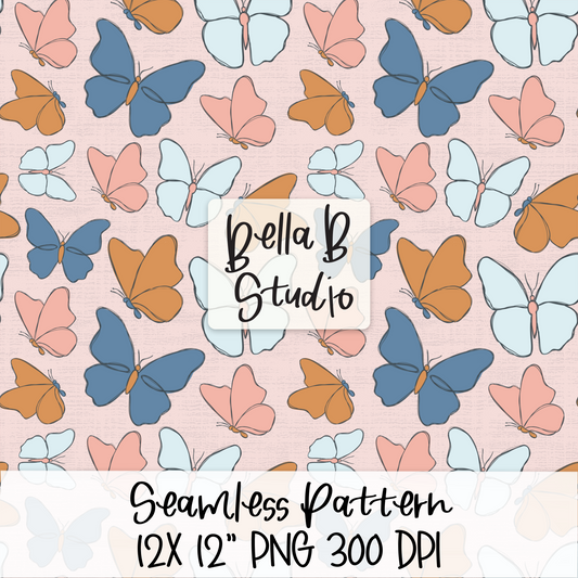 Minimalist Butterfly Seamless Digital Paper - PNG File