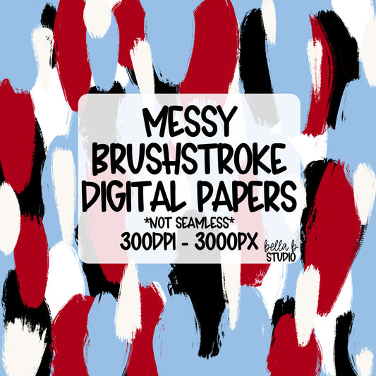 Carolina Blue And Red Messy Brush Stroke Digital Paper PNG