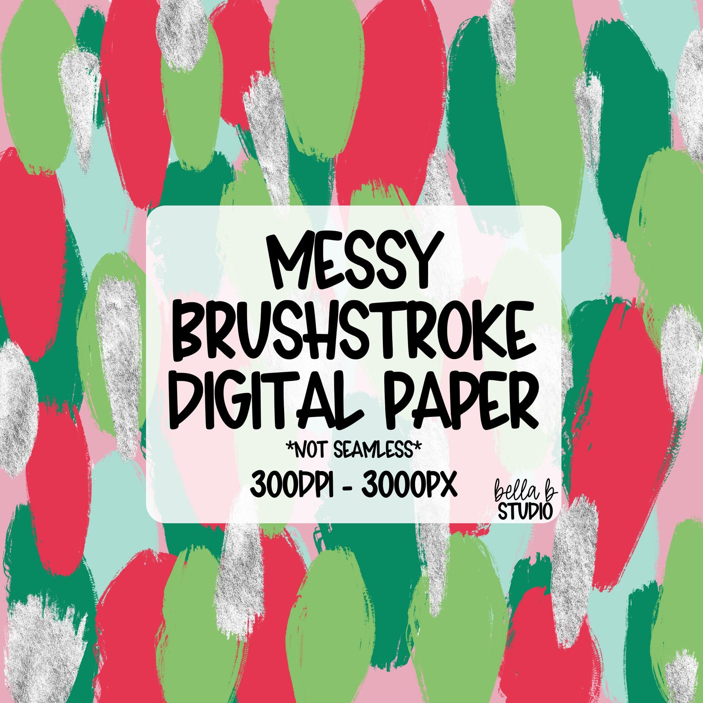 [BUNDLE] Christmas Messy Brush Stroke Digital Paper PNG