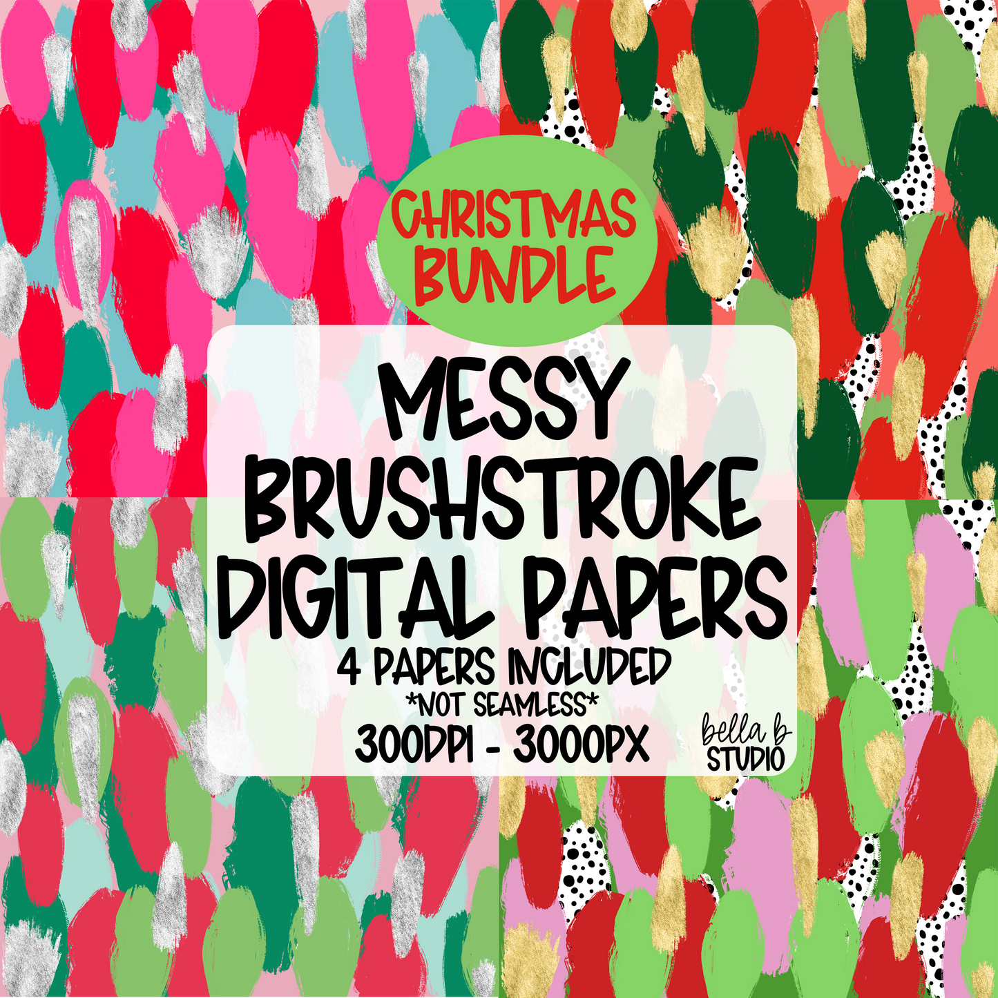 [BUNDLE] Christmas Messy Brush Stroke Digital Paper PNG