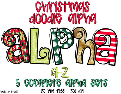 Christmas Doodle Alpha Bundle - Set of 5 Alphabets