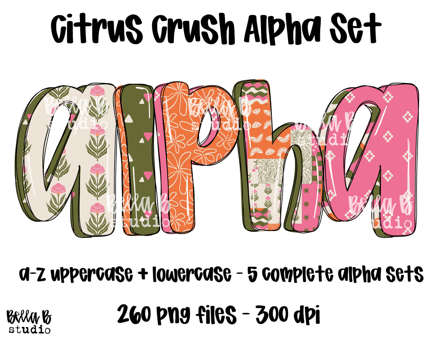 Citrus Crush Alpha Bundle - Set of 5 Alphabets