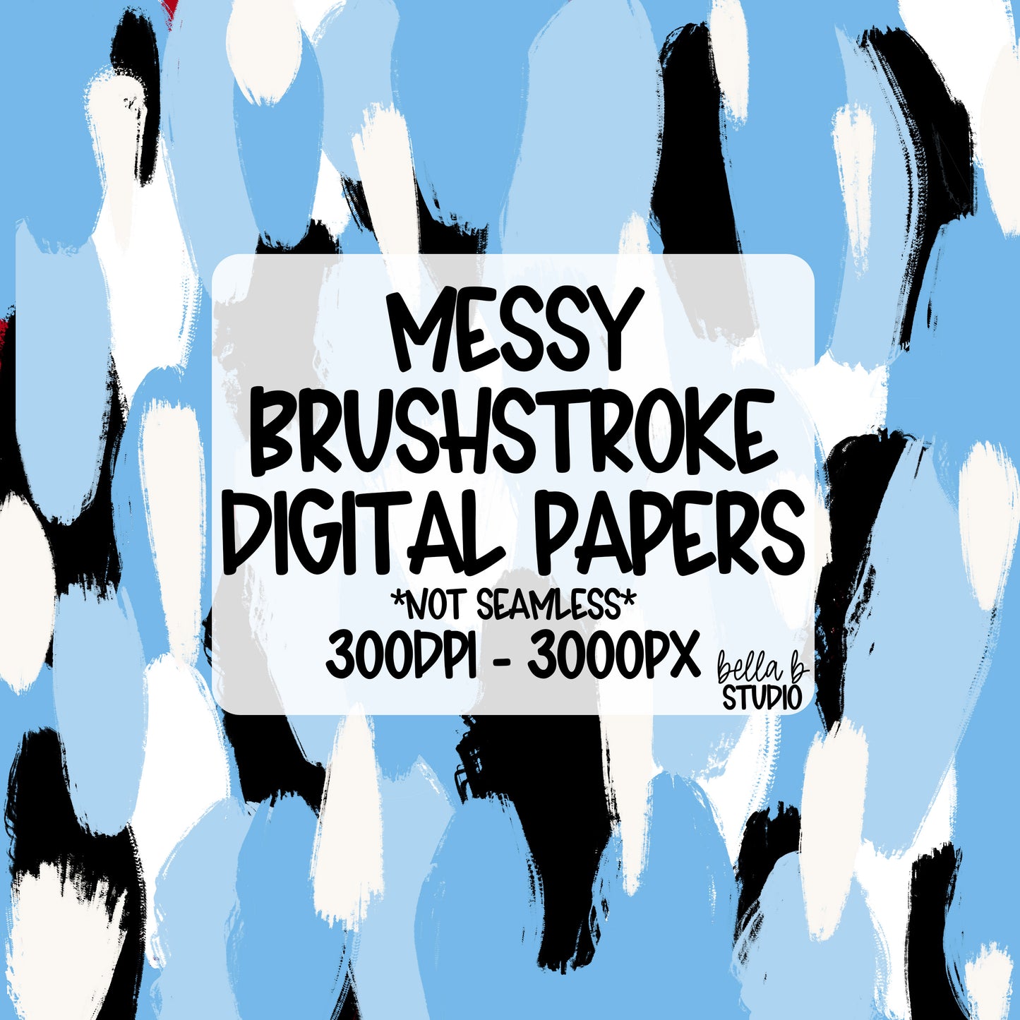 Columbia Blue Messy Brush Stroke Digital Paper PNG