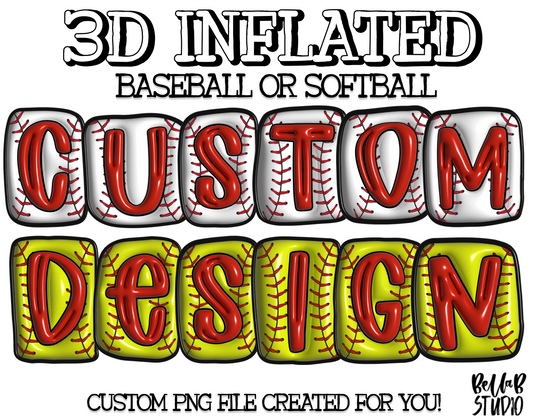 Custom 3D Inflated Baseball or Softball PNG Design