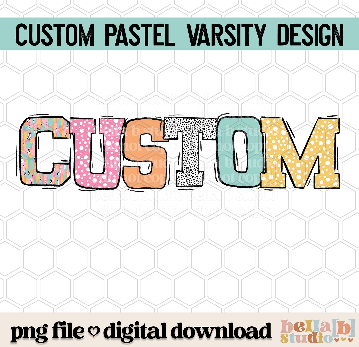 Custom Pastel Strokes + Spots Varsity Design