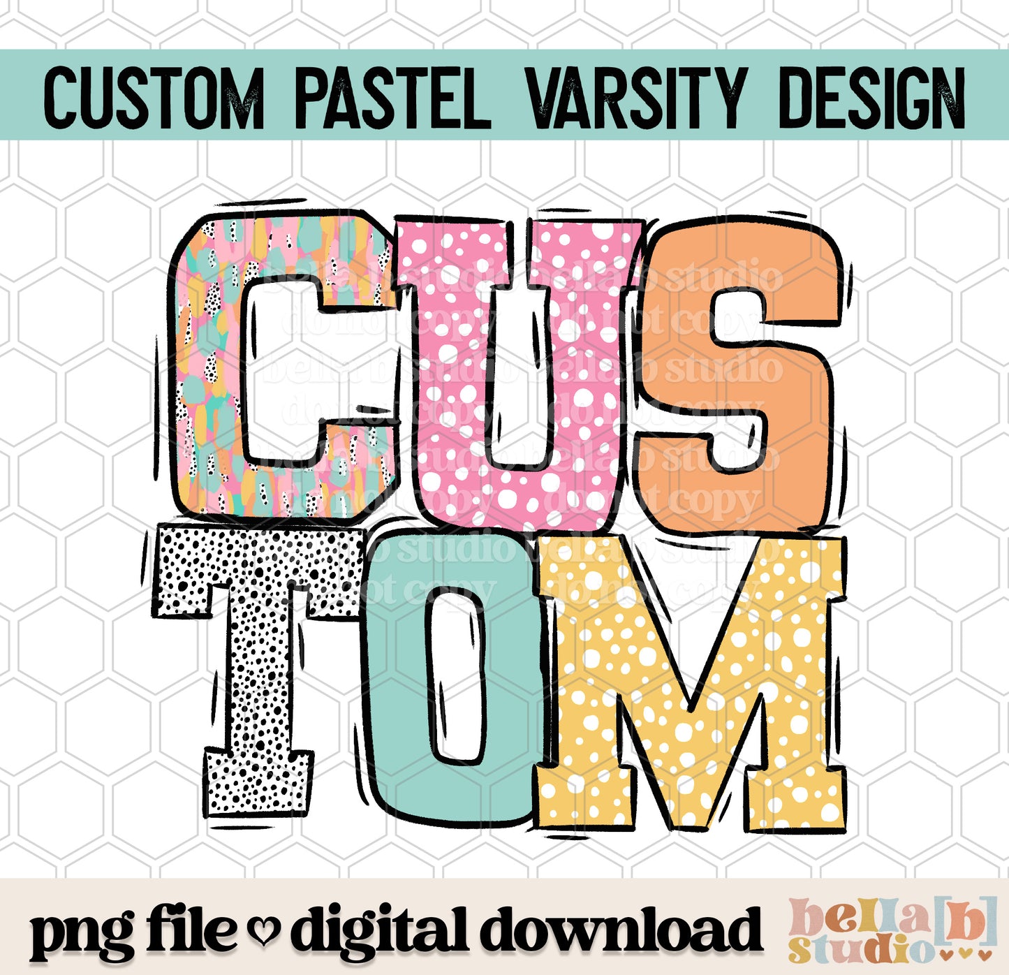 Custom Pastel Strokes + Spots Varsity Design