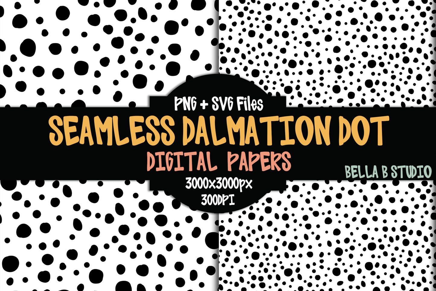 Dalmatian Dot Seamless Digital Papers PNG and SVG