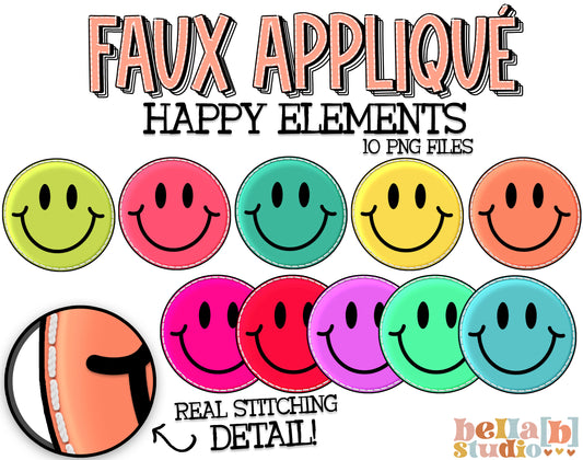 Faux Applique Happy Elements Bundle