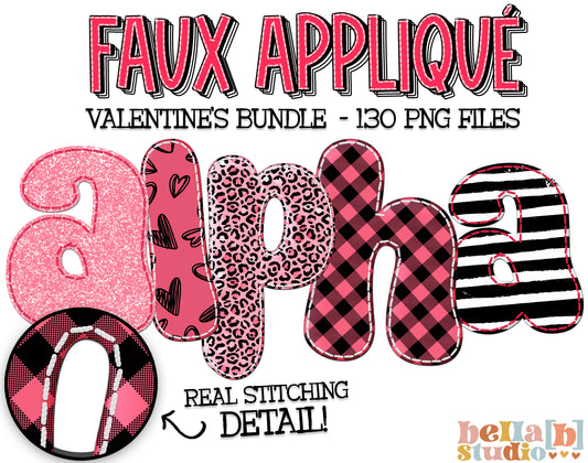 Faux Applique Valentine Alphabet Bundle of All 5