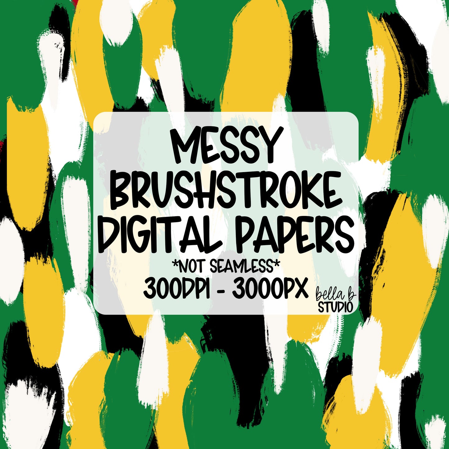 Green and Yellow Messy Brush Stroke Digital Paper PNG