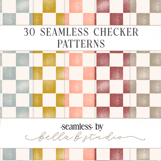 Grunge Checkers Seamless Pattern Bundle - [ PNG File ]