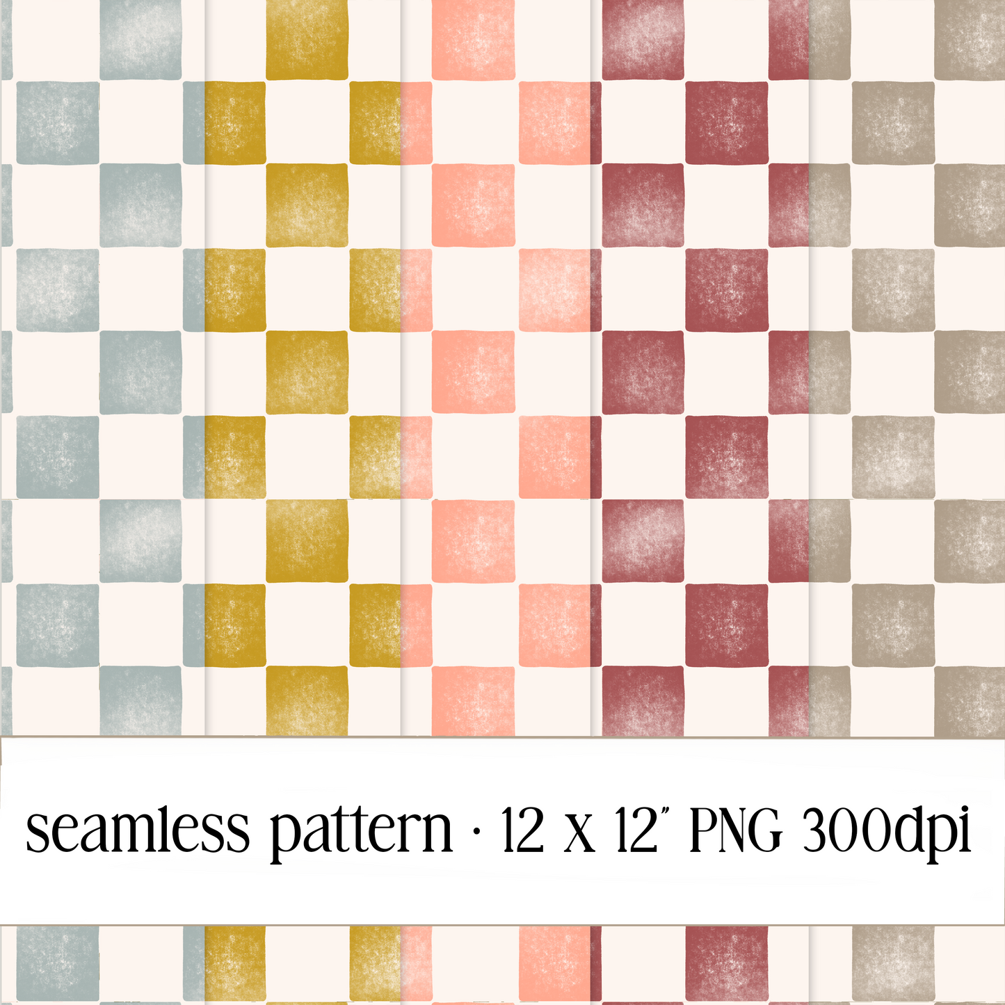Grunge Checkers Seamless Pattern Bundle - [ PNG File ]