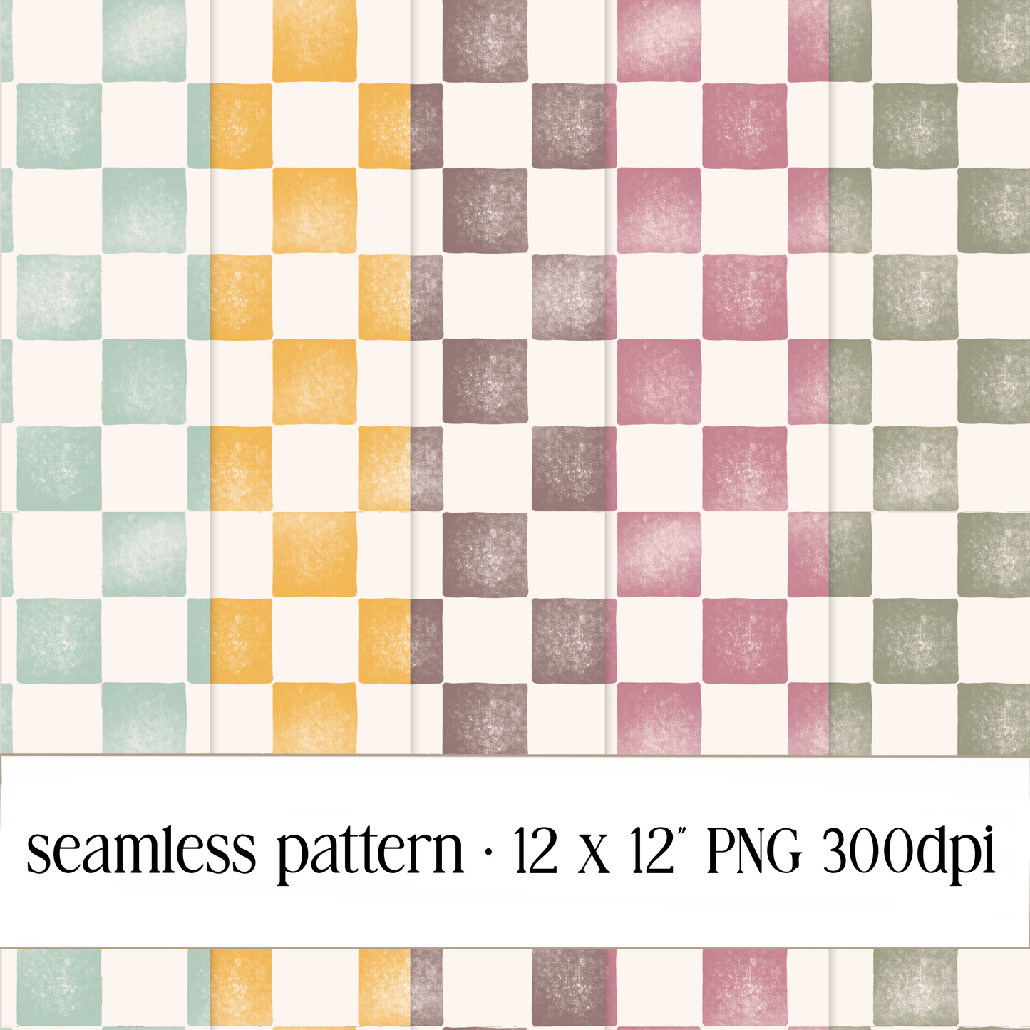 Grunge Checkers Seamless Pattern Bundle - [ PNG File ]