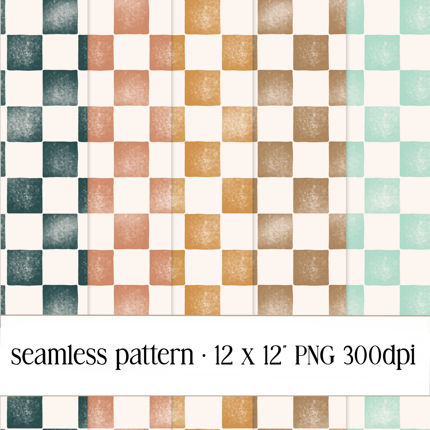 Grunge Checkers Seamless Pattern Bundle - [ PNG File ]