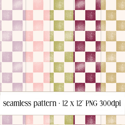 Grunge Checkers Seamless Pattern Bundle - [ PNG File ]
