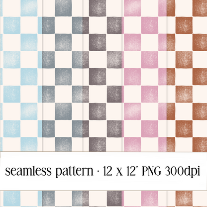Grunge Checkers Seamless Pattern Bundle - [ PNG File ]