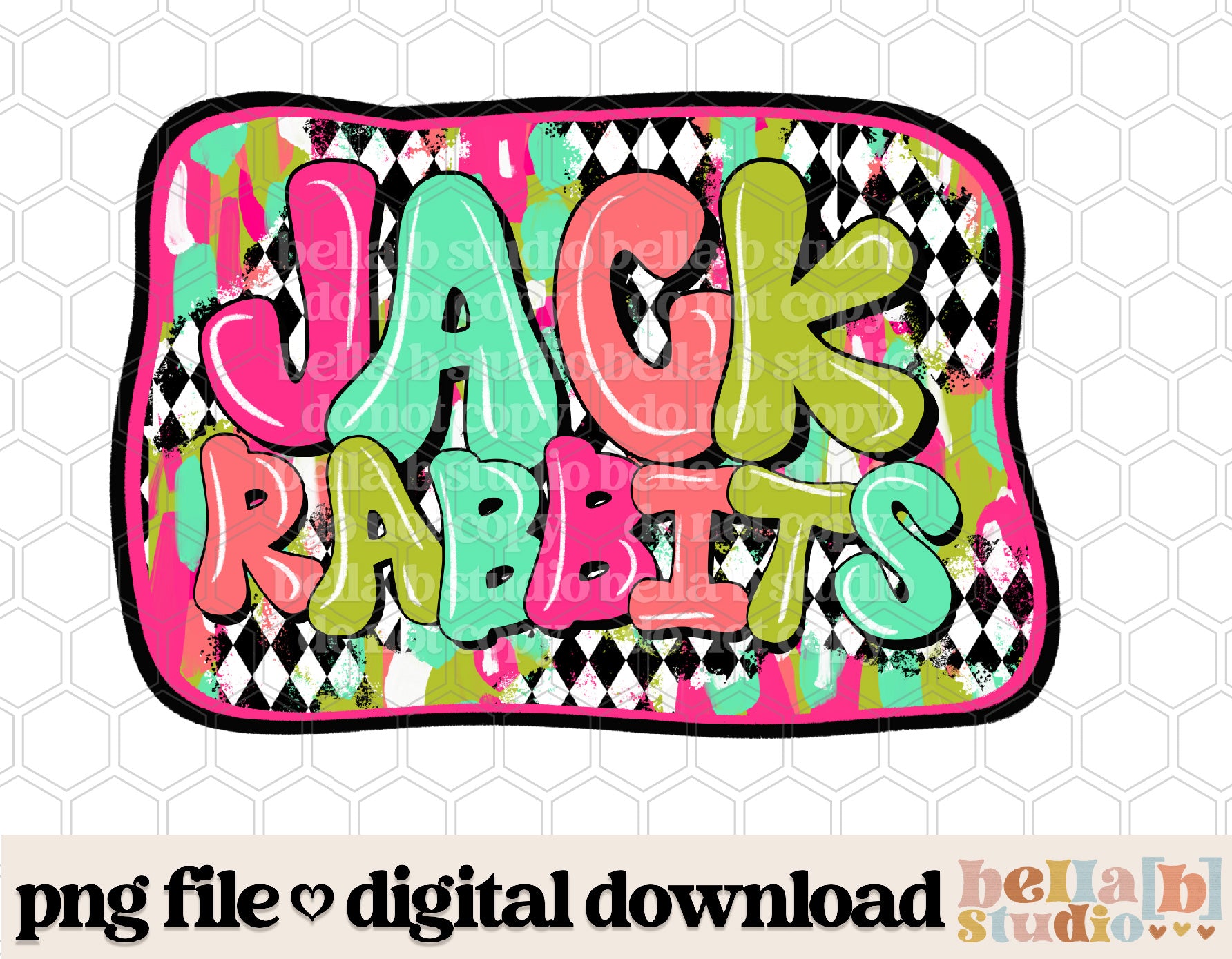 Jack Rabbits - Diamond Brushstrokes Mascot PNG – Bella B Studio