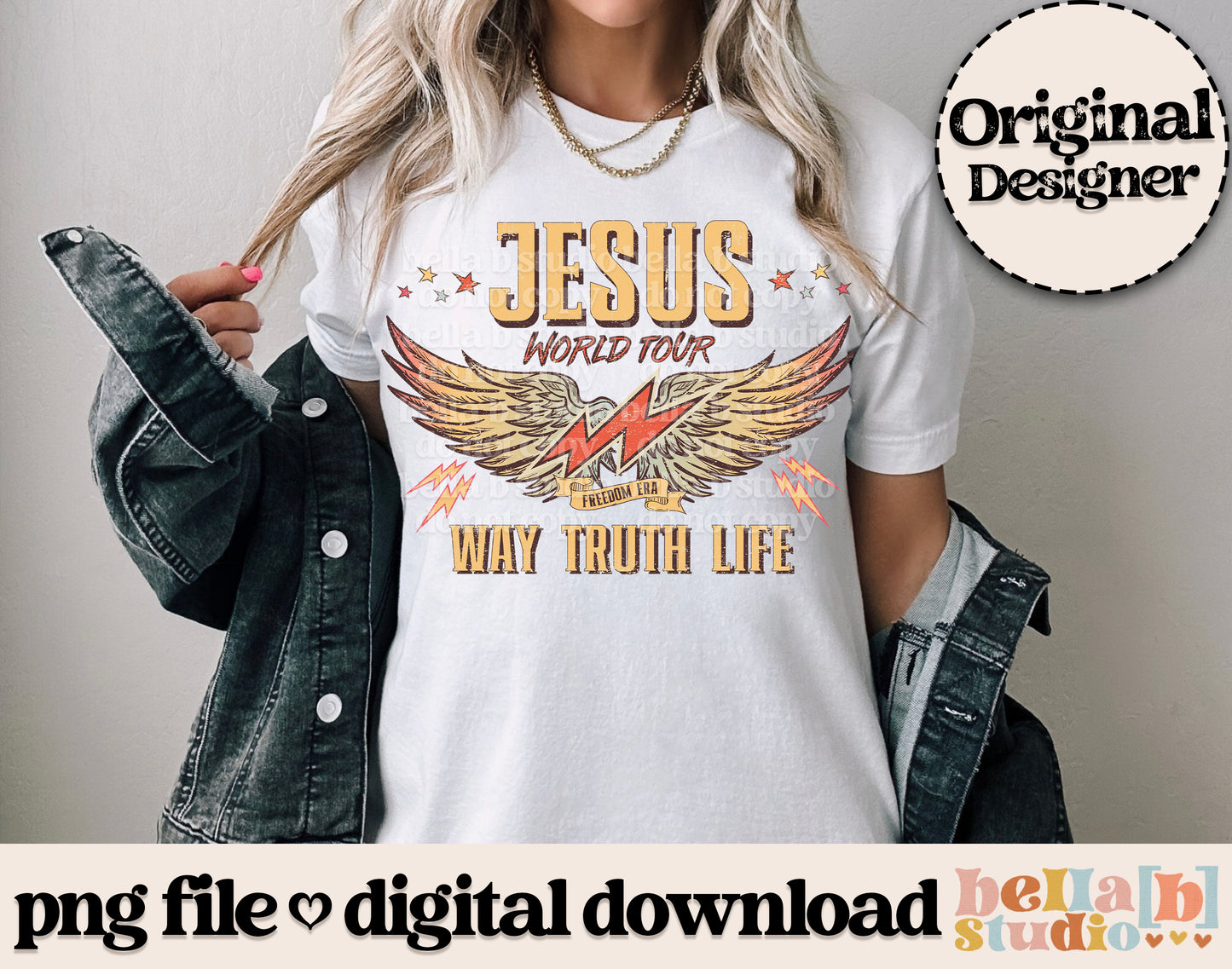 Jesus World Tour Way Truth Life Yellow PNG Design