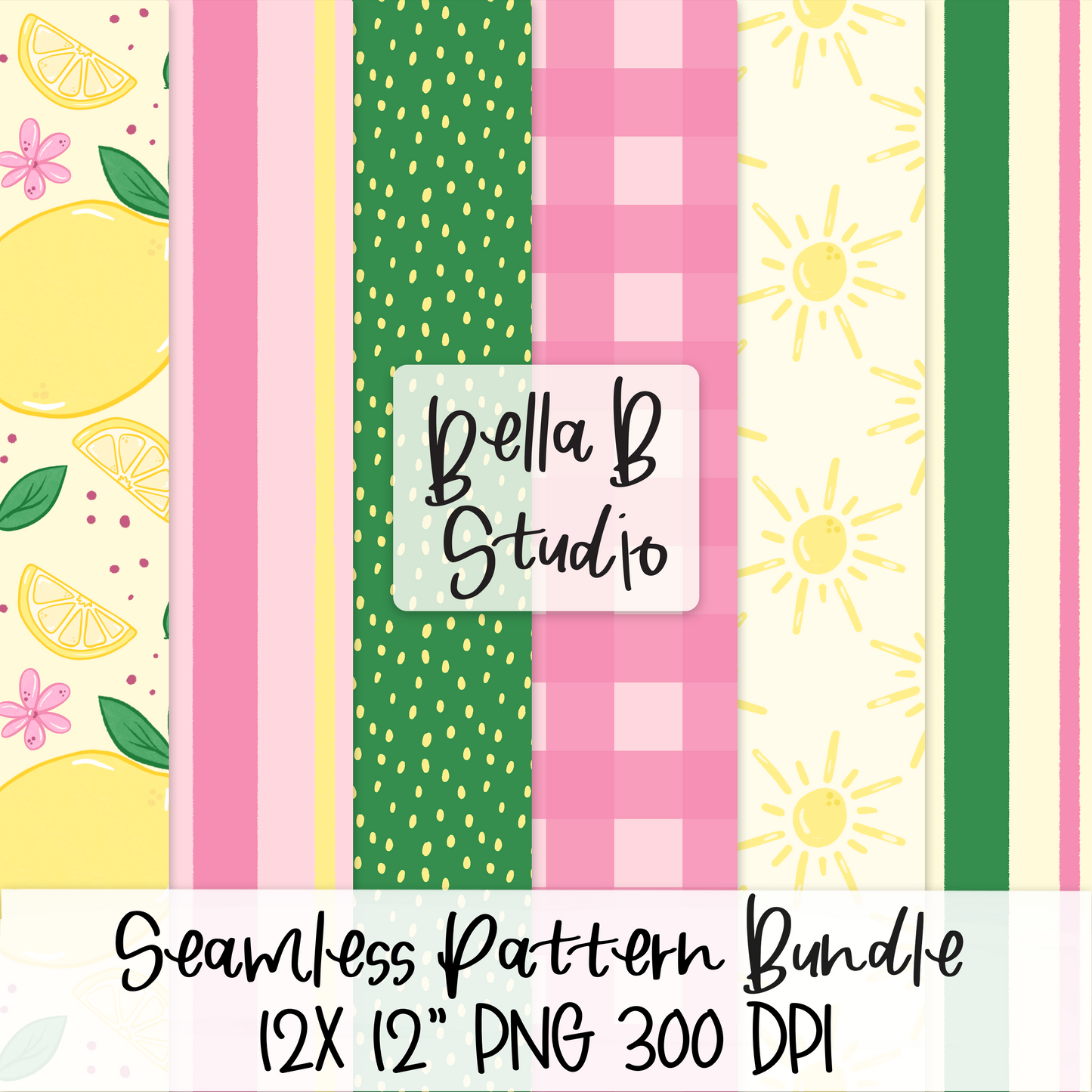 Summer Sunshine and Lemons Seamless Digital Paper - PNG File