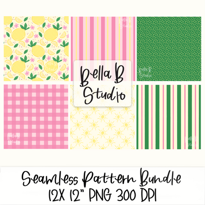 Summer Sunshine and Lemons Seamless Digital Paper - PNG File