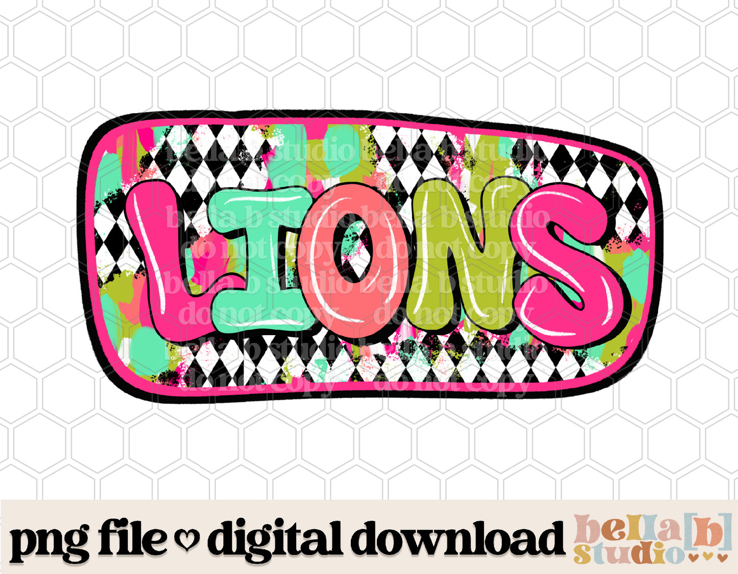 Lions - Diamond Brushstrokes Mascot PNG