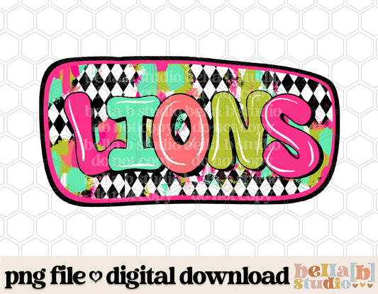 Lions - Diamond Brushstrokes Mascot PNG