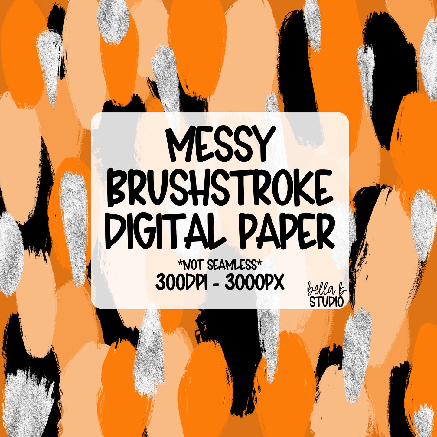 Multiple Sclerosis Orange Messy Brush Stroke Digital Paper PNG