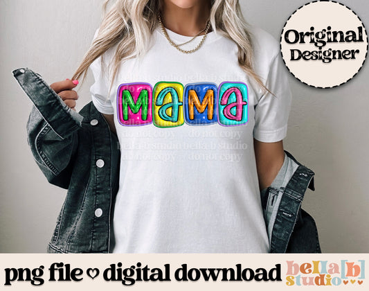 Mama Bright 3D Inflated PNG Design