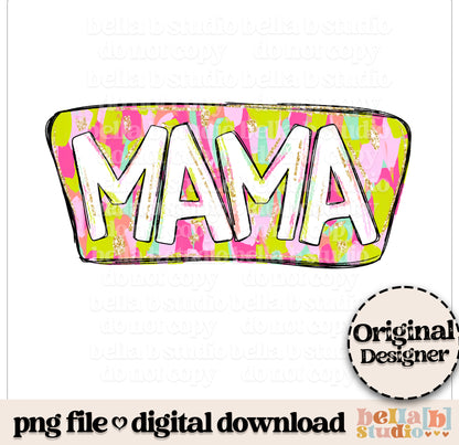 Mama Bright Gold Strokes PNG Design
