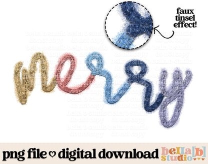 Merry Faux Tinsel PNG Design