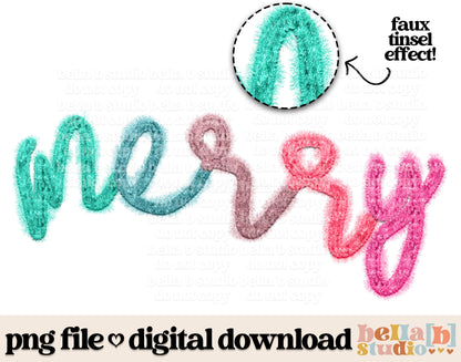 Merry Faux Tinsel Bright PNG Design