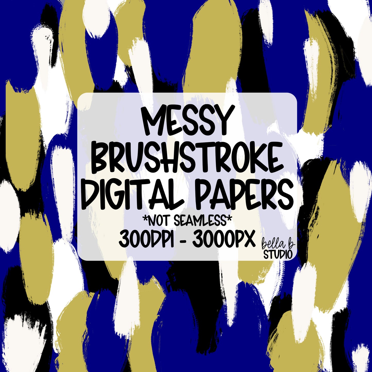 Navy and Vegas Gold Messy Brush Stroke Digital Paper PNG