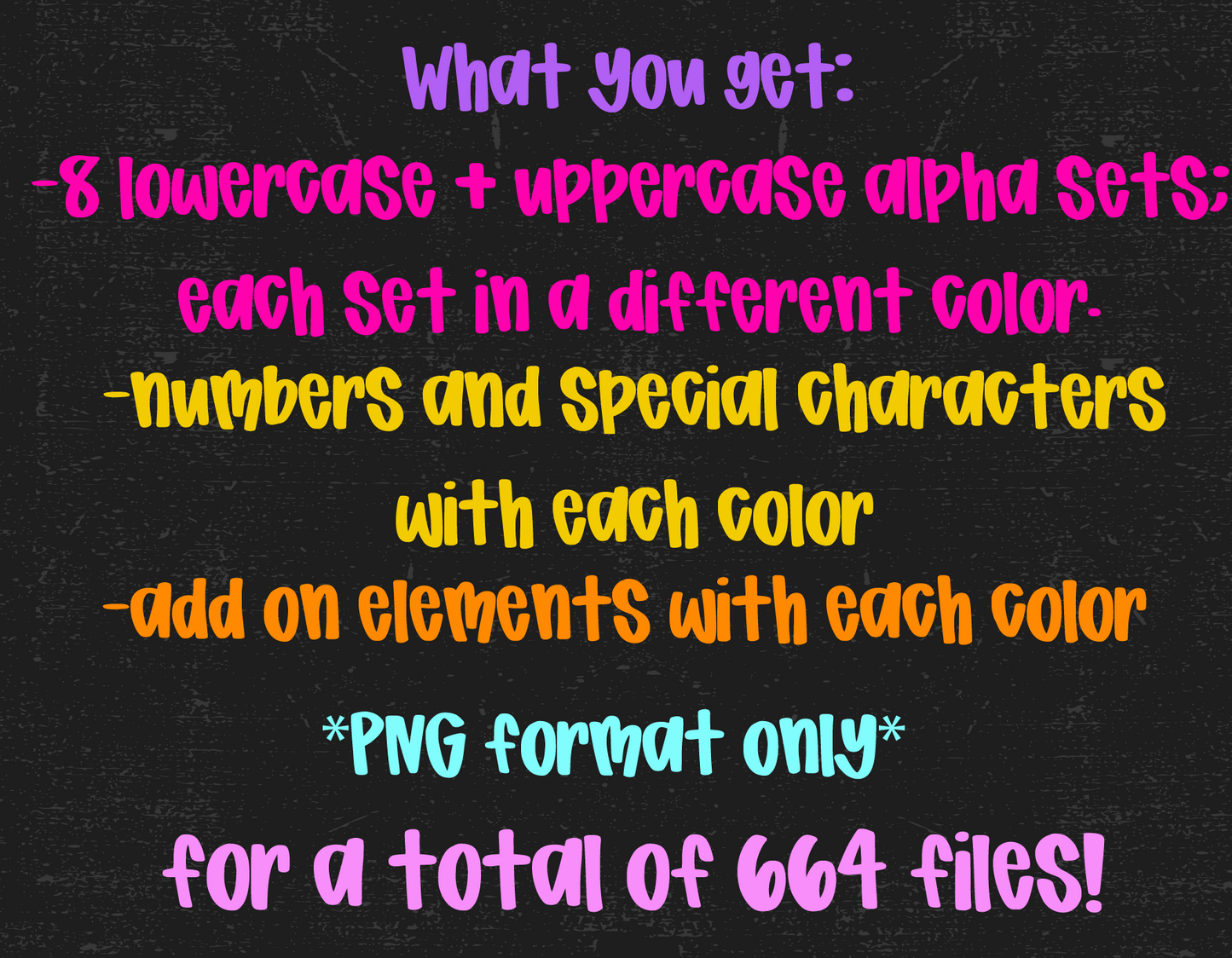 Preppy Neon Alpha Bundle - Set of 8 Alphabets