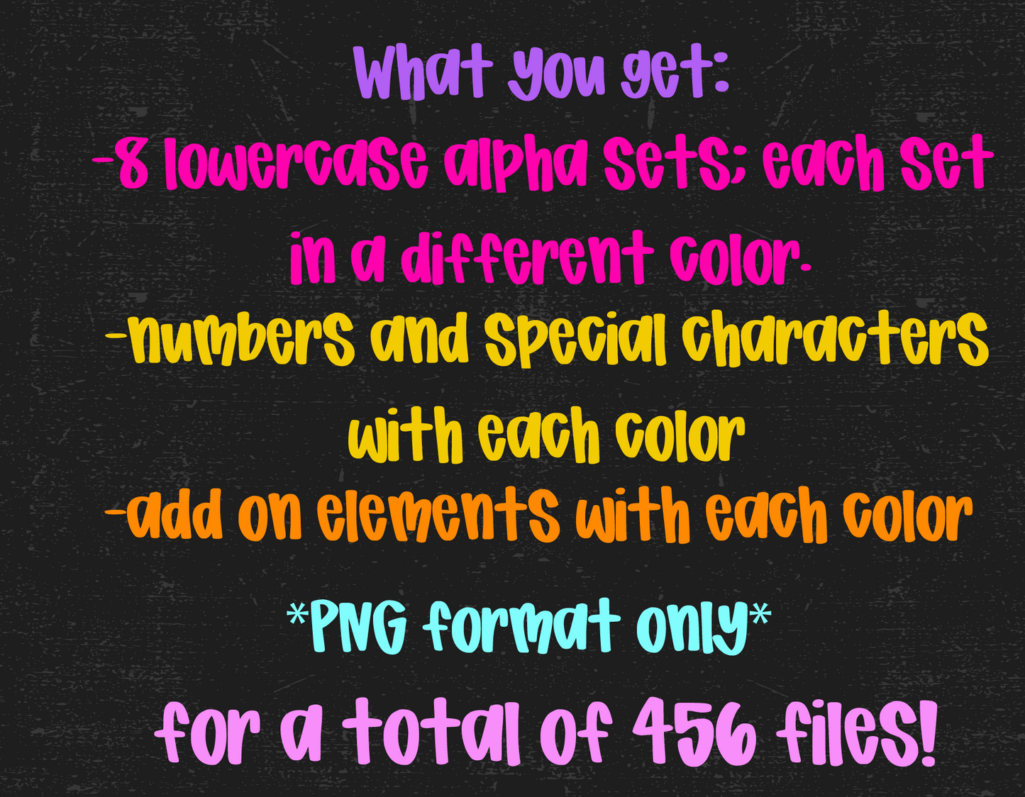 Preppy Neon Doodle Alpha Bundle - Set of 8 Alphabets