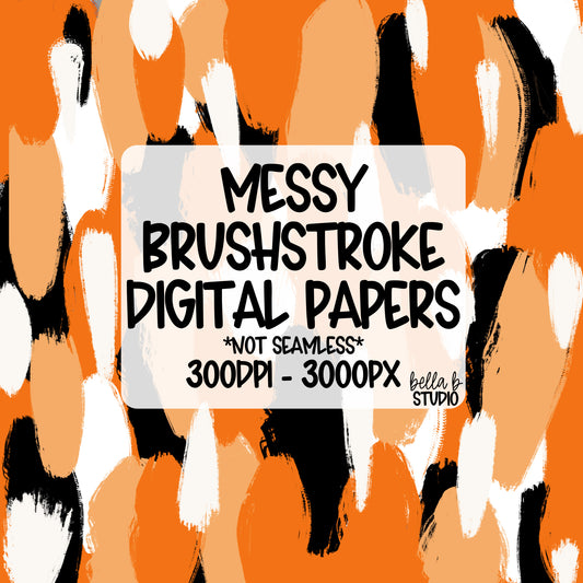 Orange Messy Brush Stroke Digital Paper PNG