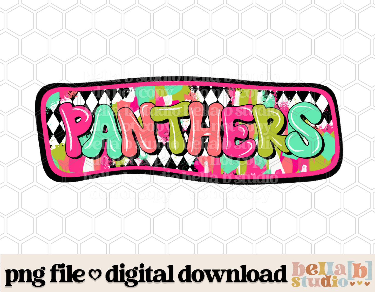 Panthers - Diamond Brushstrokes Mascot PNG