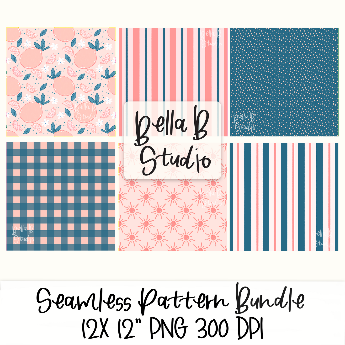 Sunshine and Pink Lemons Seamless Digital Paper - PNG File