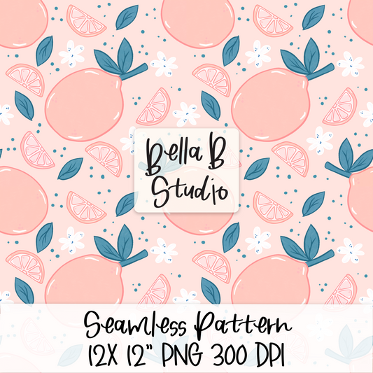 Pink Lemons Seamless Digital Paper - PNG File