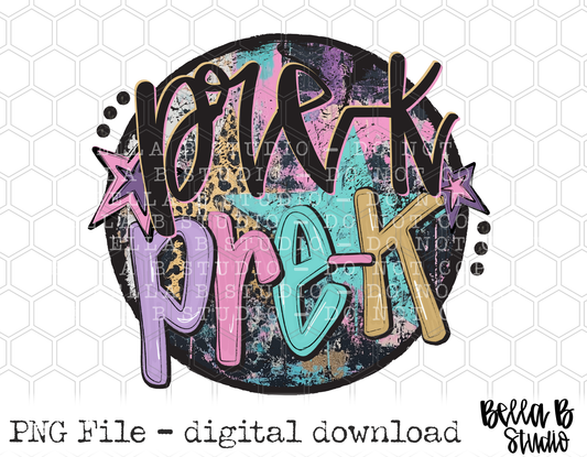 PRE-K Starry Grunge School PNG Design
